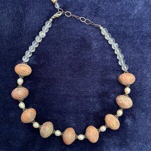 Handcrafted Artisan Necklace – Natural Stone, Pearl & Glass Beads – Local Marin